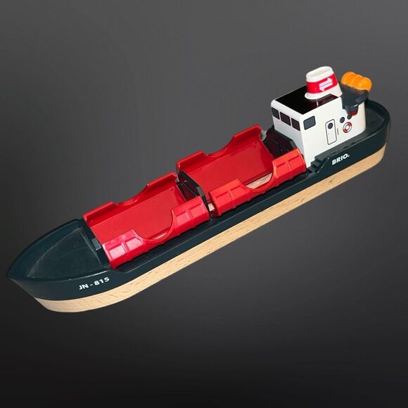 Brio Navy Blue Freight Cargo Wooden Ship Boat JN-815 B17 - Picture 1 of 5